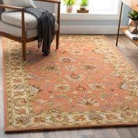 Rust Floral Wool 8x11 Carpet