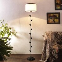 Raine Multicolour Fabric Floor Lamp with Black Iron Base