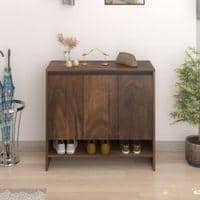 Mavis Engineered Wood 3 Doors Shoe Rack Cabinet Slipper Footwear Stand Organizer with Premium Handleless Design and A Open Shelve, Store Up to 16 Pairs for Living Room Home (Brown Maple)