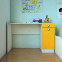 Celestia Kids Study Desk with Shuttered Cabinet and Drawer in Mango Yellow Colour