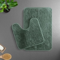 Luxe Home Polyester Newman Contour Bath Mat Set of 2 (Seige 45x75 cm & 40x45)