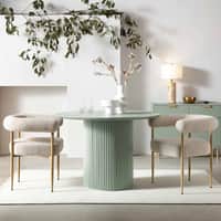 Velin Round Solid Mango Wood Pedestal Dining Table Sage Green