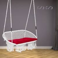 Swingzy Premium Large Round Double Seater Swing Chair with Cushion White