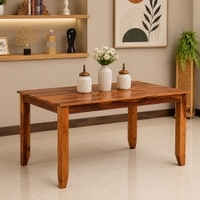 Catrice Solid Wood 6 Seater Dining Table in Warm Walnut Finish