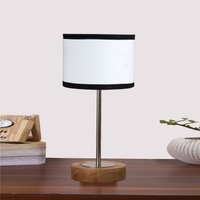 Devansh Multicolor Cotton Table Lamp With  Natural  Wood Base  & Steel Pipe (7X17 Inches)-8