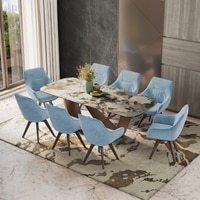 Paloma 8 Seater Spanish Ceramic Dining Table With Set of 4  Wella Dining Chair
