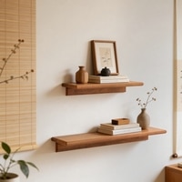 Moda Set Of 2 - Small And Large Wall Shelf In Amber Walnut Finish