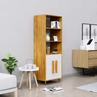 Hexa Engineered Wood Bookshelf Multipurpose Storage Rack in Giant Wood and Frosty White Colour
