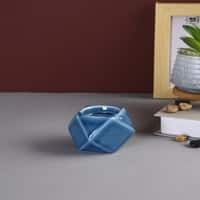 Navy Nordic style Geometric designed Candle Holder in Aqua Colour