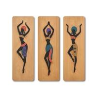 The Castle Decor Tribal Dancer Wall Art Set of 3 36x39 Inch