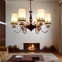 Eliante White Chandelier, 6-Light, Mild Steel And Glass, Modern Ceiling Light Fixture