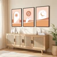 The Castle Decor Boho Abstract Botanical Wall Art Set of 3 Design 12 11x17 Inch