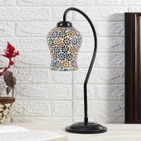 Multicolor Mosaic Glass Curvy Table lamp with Iron Base (EN19)