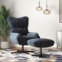 Marson Swivel Lounge Chair and Ottoman in Indigo Blue Colour