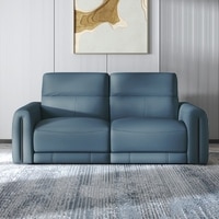 Linaro Leather 3 Seater Double Motor Recliner In Blue Colour