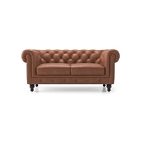 Winchester 2 Seater Luxury Italian Leather Sofa In Cognac