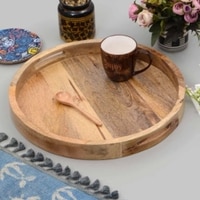 AJ Exports Rustic Wooden Serving Tray with Handles Home Decor Handcrafted