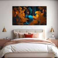 The Castle Decor Lord Buddha Meditation Wall Painting Wooden Framed 27x48 Inch (Style 19)
