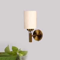 Devansh Metal Electric Wall Light in Gold Colour with off-white Shade Count of 1 Light
