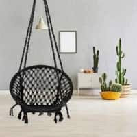 Swingzy Cotton Round Swing for Adults Black Without Accessories