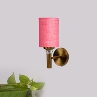 Devansh Metal Electric Wall Light in Gold Colour with Pink Shade Count of 1 Light