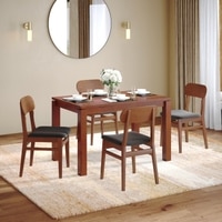 Atlas Solid Wood 4 Seater Dining Table With Set of 2 Lunar Dining Chair