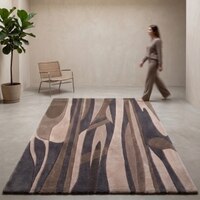Handmade Wool Area Rug Modern Abstract Brown Charcoal 6 x 9 Feet Carpet