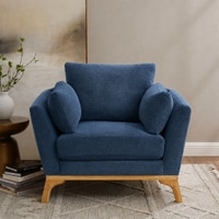 Lorentz Boucle Fabric Lounge Chair in Blue Colour