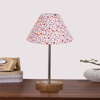 Devansh Multicolor Cotton Table Lamp With  Natural  Wood Base  & Steel Pipe (10X16.25 Inches)-40