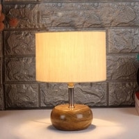 Emersyn off-white cotton & solid wood table lamp