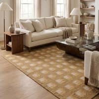 Jaipur Rugs Soft Checkered Wool 5x8 Feet Dark Amber Gold And Amber Gold Dhurrie Carpet