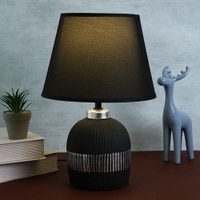 Linear Pattern Artisan Table Lamp Black Base