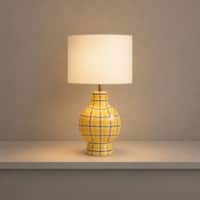 Amalfi Handicrafted Table Lamp in Yellow and blue checks Colour