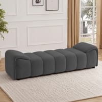 Venza Velvet 2 Seater Ottoman Bench in Dark Grey Color