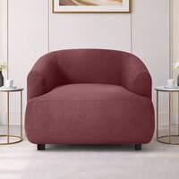 Morgen Boucle Fabric 1 Seater Sofa In Pink