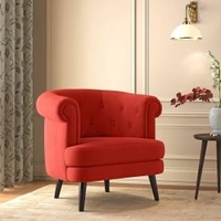 Bardot Fabric Lounge Chair in Tuscan Red Velvet Colour