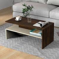 Taurley Engineered Wood Coffee Center Sofa Tea/Teapoy Console Table (Brown Maple & Beige)