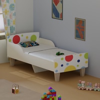 Minimalist Kids Toddler Bed in White and Multicolor