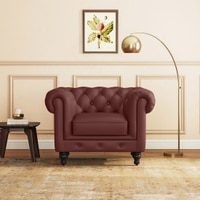 Winchester 1 Seater Premium Italian Leather Sofa In Bordeaux
