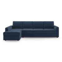 Apollo Compact Fabric Sectional Compact Sofa (Colour : Lapis Blue, Cushion : Hard, Back Type : Regular, Seating Capacity : Left Aligned 3 Seater + Left Aligned Chaise)