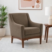 Claudia Boucle Fabric Arm Chair in Brown Colour