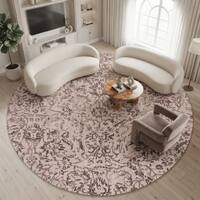 Neulooms Handloom Knotted Reversible Flatweave Round Rug Chocolate Brown or Ivory 4ft