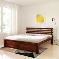 Penta Solid Wood King Size Non Storage Bed In Honey Oak Finish