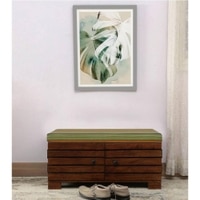 Liliana Shoe Rack With Seating In Honey Oak Finish