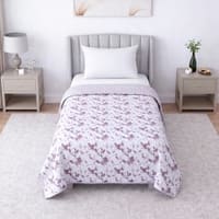 Lavender And White Floral Cotton 400 Tc Reversible Single Bed Dohar 240 X160 Cm