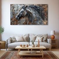 The Castle Decor Modern Horses Wall Painting Wooden Framed 27x48 Inch (Style 2)