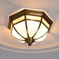 Mirage Frosted White & Antique Brass Flush Ceiling Light