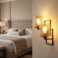 Eliante Modern Wall Lights Mild Steel & Glass Material Brown & Champaign Finish