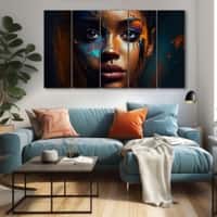 The Castle Decor Women Abstract Wall Painting Wooden Framed 27x48 Inch (Style 1)