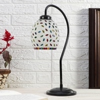 Multicolor Mosaic Glass Curvy Table lamp with Iron Base (EN21)